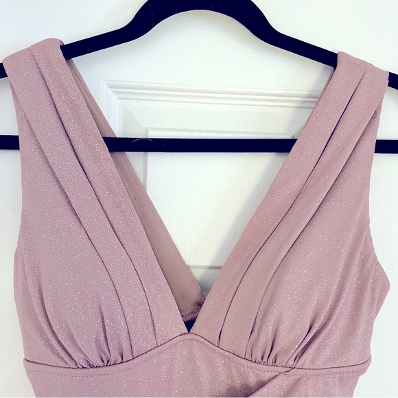 Windsor Glitter Bodycon Mini Dress Nude Built in Bra Draped Scrunch Butt Small - Picture 4 of 9